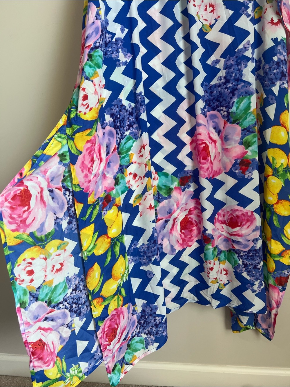 ANTICA SARTORIA Giacoma Cinque Kaftan Lemons Floral Print Dress Beach Coverup OS - Picture 6 of 9